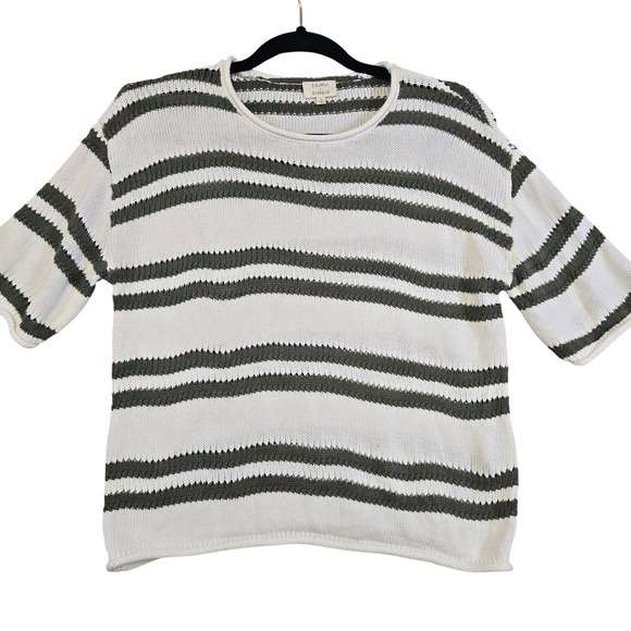 Z Supply Sweaters - Z Supply x Evereve Womens S Striped Short Sleeve Sweater Coastal Preppy Knit